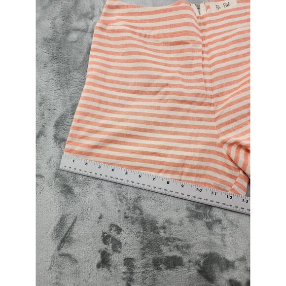 Bo Bel Striped High Waist Shorts Size L Peach Cream Exposed Back Zipper Cotton - Picture 9 of 10